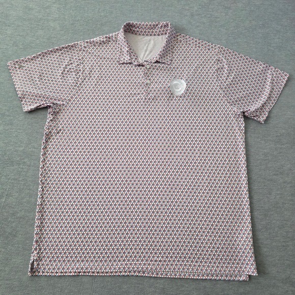 Antigua Mens Chicago Cubs Golf Polo Shirt XL Geometric Print Embroidered Logo - Picture 2 of 9